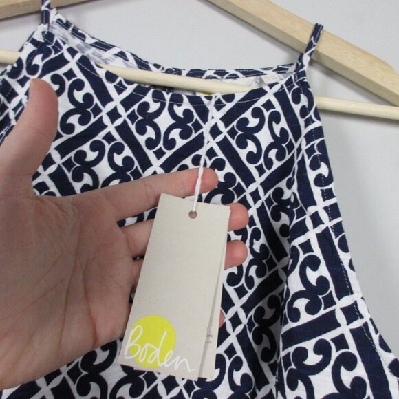 Boden Women Blue Geometric Sleeveless Racer Neck Mini Dress 8 Jersey Summer 194 - Picture 6 of 10